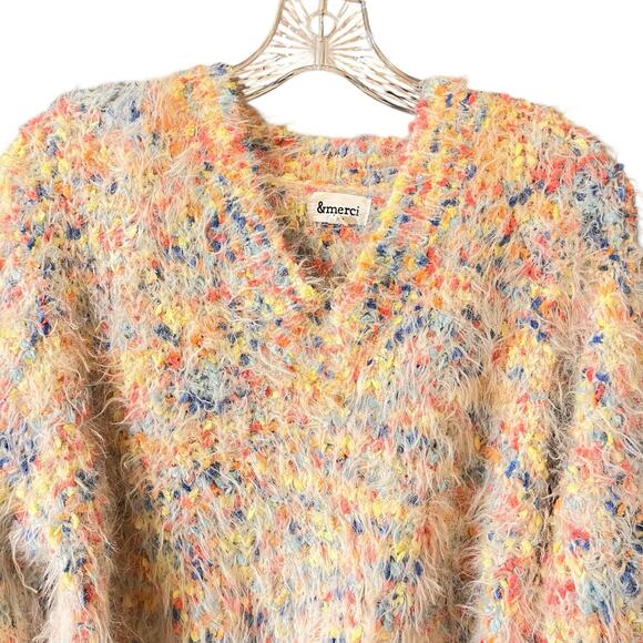 &Merci Confetti Scallop Chenille Sweater L - Picture 2 of 12